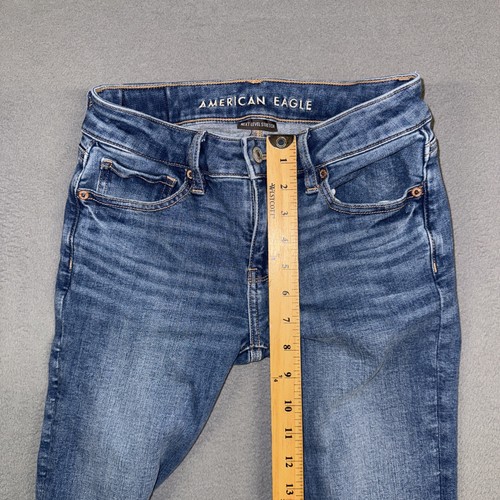 American Eagle Jeans Womens 0 Short Blue Skinny Kick Boot Denim Cotton Blend - Picture 5 of 12