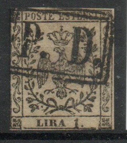 1852 MODENA "1 LIRA" N.11 VALORE USATO RR CAT € 4500