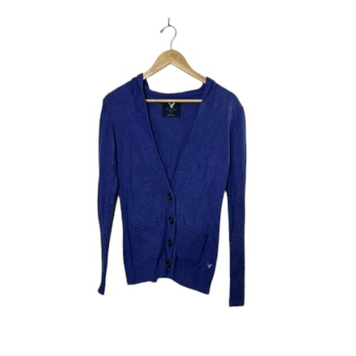 American Eagle Blue Hooded Long Sleeve Cardigan Sweater Size Small