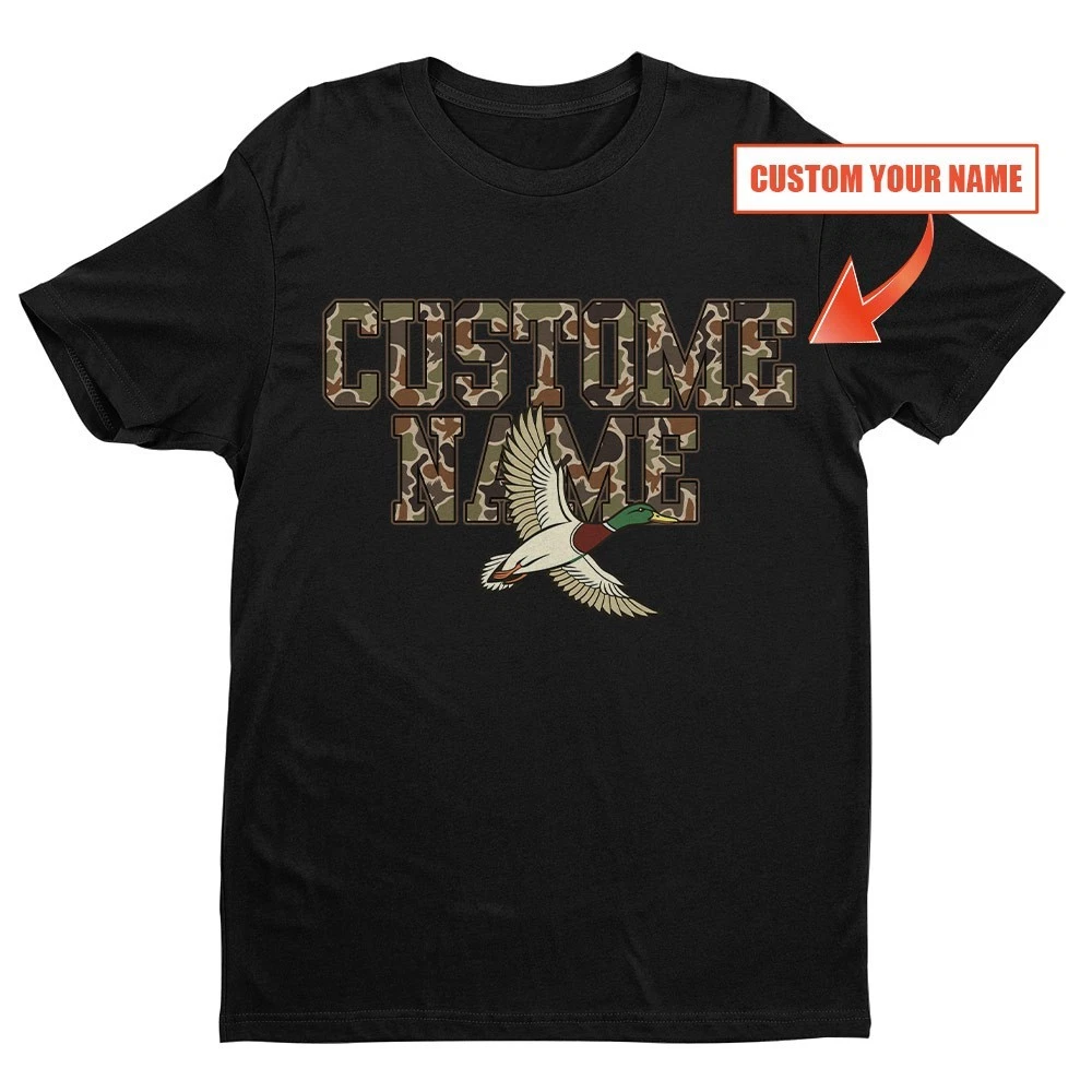 Custom Name Duck Hunting Camouflage Unisex T-shirt | Father's Day Hunting Gifts