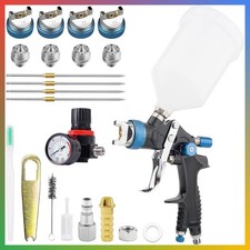 Hvlp Paint Spray Gun Air Gravity Feed System With 4 Nozzles 1.41.72.02.5mm 
