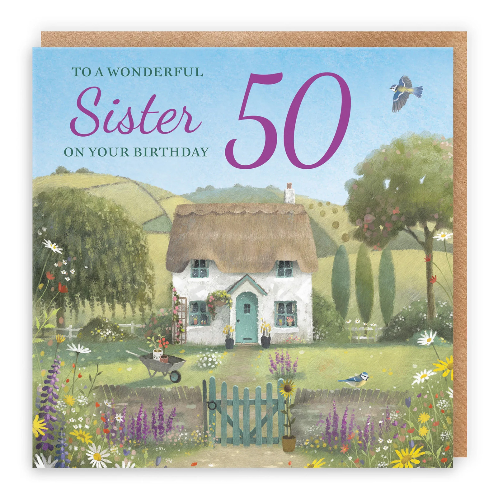 50th Sister Birthday Card Thatched Cottage Milo's Gallery