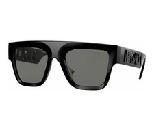Versace VE 4430U GB1/81 53mm Black Rectangle Sunglasses Grey Polarized Lens