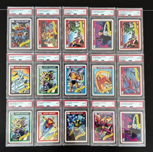 (15) PSA Graded Lot / 1990 Marvel Universe IRON MAN WOLVERINE THING PSA 10 9 8 7