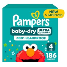 Diapers Baby Dry Size 4 186 Count Pampers Absorbent Disposable Infant overnight
