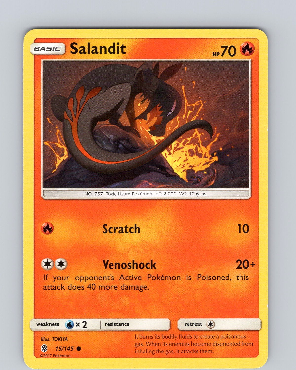 Pokemon TCG Salandit S&M Guardians Rising 15/145 Regular Common Card LP-NM
