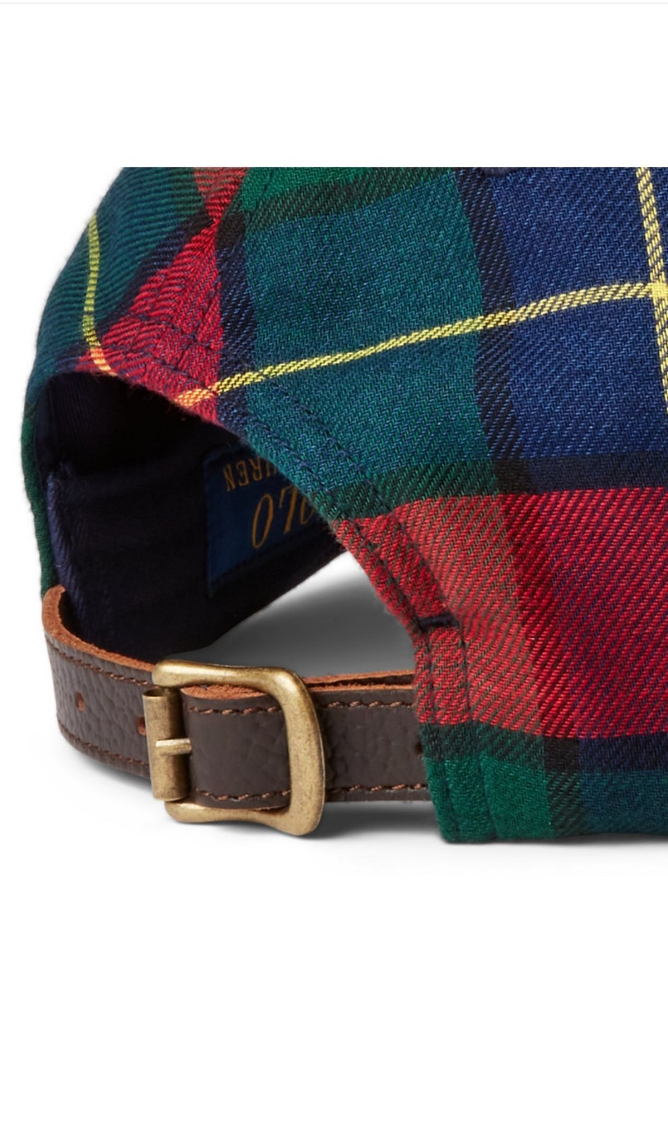 Cappello berretto baseball Polo Ralph Lauren triplo pony plaid cotone flanella $80 nuovo senza etichette