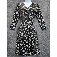 NWT Talbots Women Floral Faux Wrap Jersey Midi Dress Petite XS Career Office
