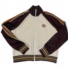 Gucci Side Stripe Track Jacket GG Logo Patch Sherry Line Brown Size S Authentic