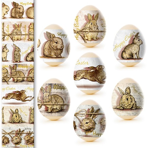 7 Vintage Bunny Ukrainian Easter Egg Decorating Wraps Heat Shrink Sleeves - Picture 3 of 5