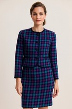 Vintage Pendleton Women Sz 8 2 Pc Suit Blazer Skirt Retro Wool Tartan Plaid 80s