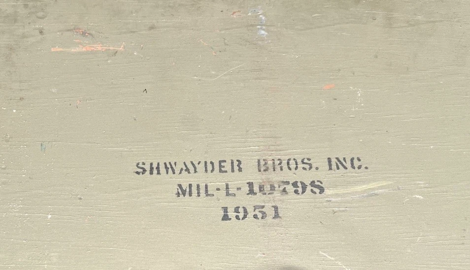 Baúl de pie militar vintage 1951 SHWAYDER BROS. INCMIL•E-IO79S Foto 3 de 4
