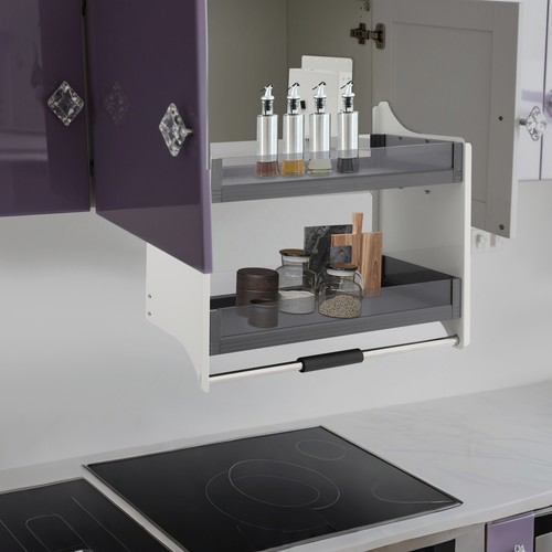 Scaffale organizer mensola estraibile cucina armadio 2 ripiani 30,08 * 10,24 * 21,38 pollici - Foto 18 di 22