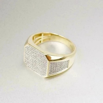 1.80Ct Round Cut Real Moissanite Men's Pinky Wedding Ring 14K Yellow Gold Plated