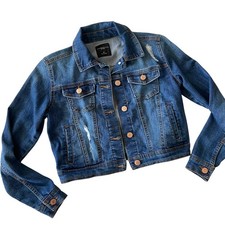 Celebrity Pink Girls Stretch Denim Distressed Jean Jacket Medium
