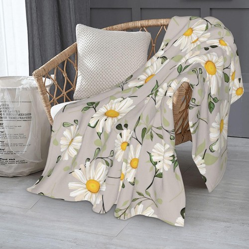 Coperta Lancio Pile Fiore Margherite Bianche Ultra Morbida Accogliente Decorativa Flanella... - Foto 5 di 9