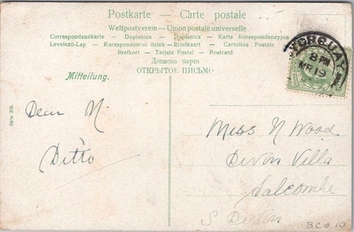 Tarjeta postal de saludos de fantasía de 1905 bebés en casa grande / 1905 Reino Unido cancelar - Imagen 2 de 2