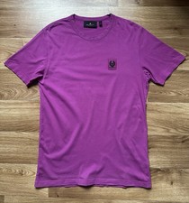 Belstaff Phoenix Logo Patch T-Shirt Purple Magenta Mens Slim Fit Size L Fits M