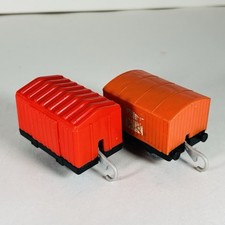 Thomas The Train Mail n Cargo Box Cars Trackmaster Trailers Pull Behind Lot of 2