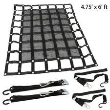 Heavy Duty Cargo Net 4.75' x 6' FT w/Cam Buckles S-Hooks For Pickup Trucks