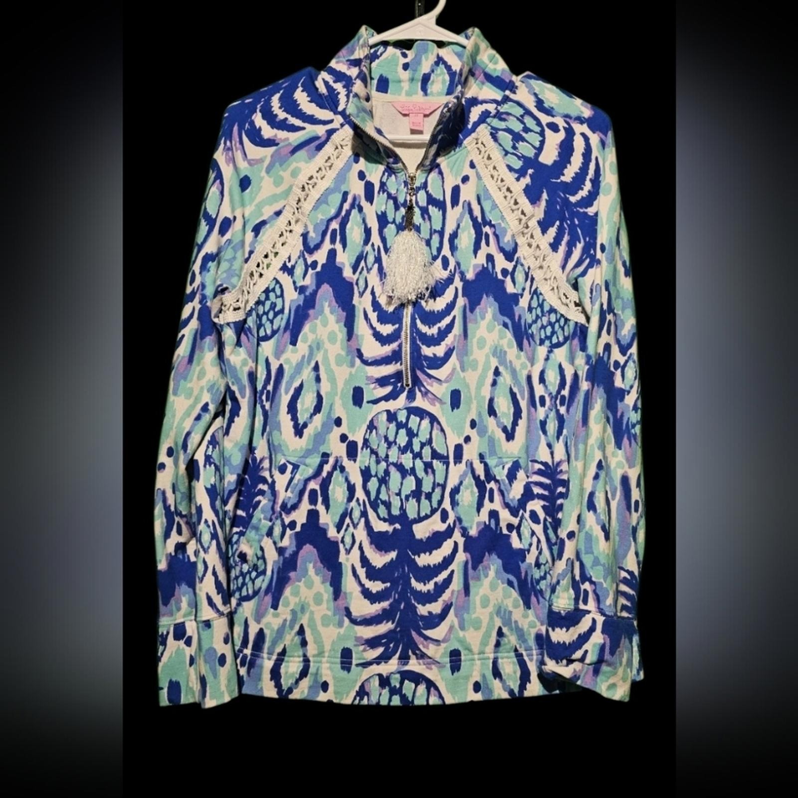 Lilly Pulitzer EUC Medium Patterned Half Zip PTP … - image 4