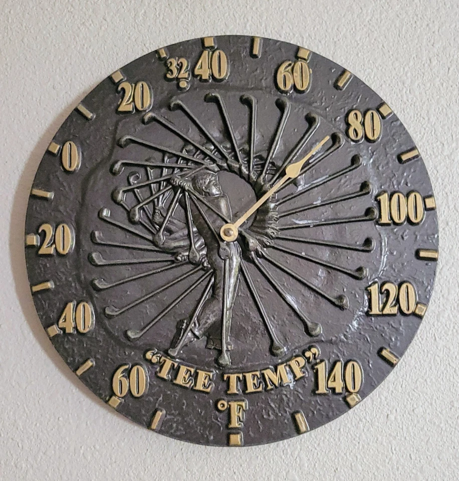 Whitehall 高尔夫球手秋千时钟和温度计,青铜 — 第 2/4 张图片