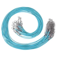 20 Pcs 16"x0.06" Necklace Cord Waxed Leather Necklace String Rope Light Blue