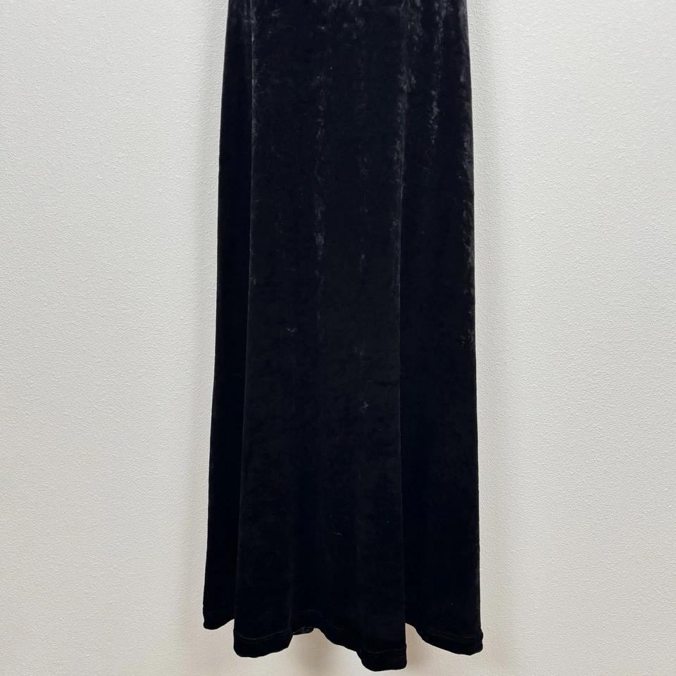 VTG 90s DKNY Dress Womens L Black Velvet Floor Length Maxi Gown Event Whimsigoth - Image 3 of 4