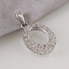 Semi Mount Pendant Stone Setting Size 18x13 MM Oval Shape 925 Sterling Silver