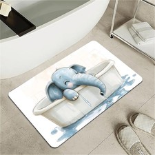 16x24 Inch Happy Cute Elephant Non Slip Quick Dry Super Absorbent Bath Mat Rug