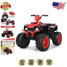 Kids 12V Red Electric ATV Ride-On Car LED Lights USB Music Horn 3.1MPH Max