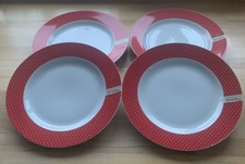 4 Portmeirion VIntage Kelloggs 27cm Dinner Plates Red and White polka Dots