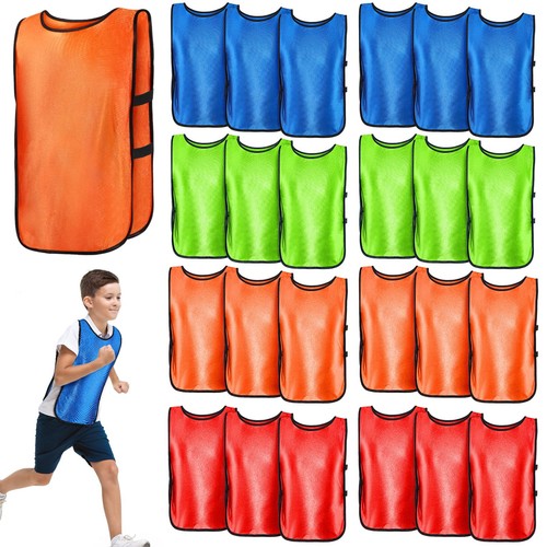 24 Pieces Team Pinnies Jerseys for Kids Youth Scrimmage Training Game Soccer ...