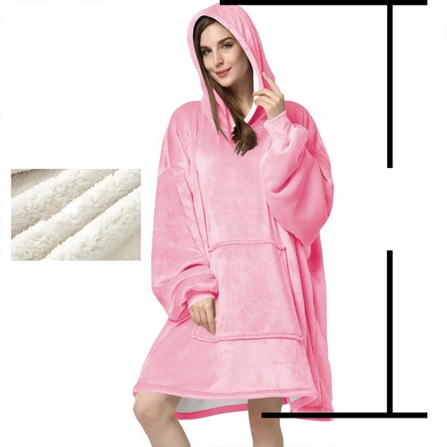 Fluffy Hugy Shaggy Hoodie Blanket Oversize Sherpa Plush Fleece Warm Adult Hooded - Picture 65 of 66