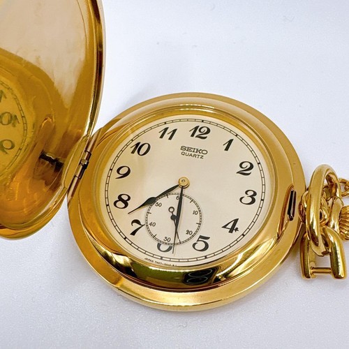 Seiko Pocket Watch Quartz Gift to Prime Minister Kirin Gold Chain Vintage - 第 5/8 張圖片