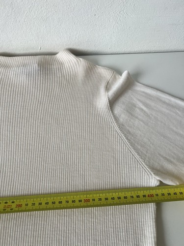 Laura Ashley Jumper Women Xtra Largel Cream Ribbed Knit 100% Merino Wool - Picture 9 of 13