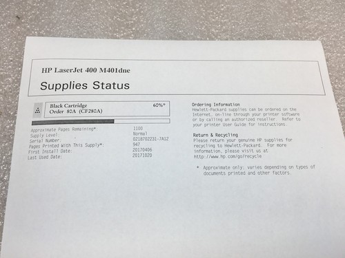 HP LaserJet Pro 400 M401dne Printer Monochrome 2.9K Pg Ct w/ 60% Toner Included - Afbeelding 9 van 10