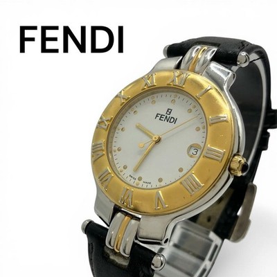 FENDI 900G Swiss Black Dial Gold Two Tone w/ Date Watch BATTERY
