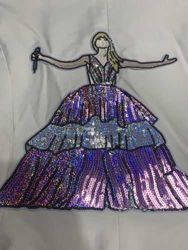 White Jacket Giant Taylor Swift Sequin Patch Zip Front Women’s Size 12 Music - Picture 14 of 21