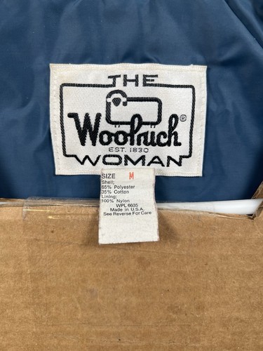 RARE Vintage Woolrich Women's Coat Parka Navy Lined Size Medium 70s Flaw - Afbeelding 6 van 13