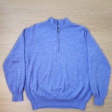 Footjoy 1/4 Zip Mens Medium Pullover Purple 100 Wool Sweater Mock Neck Golf