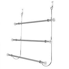 HOME BASICS TH41069 OVER THE DOOR 3-TIER TOWEL RACK, 21.4" X 5" X - SILVER