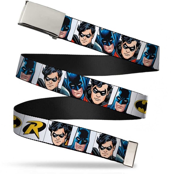 Buckle-Down Unisex-Adult Web Belt - Batman & Robin Blocks White 1.25 (Us Import)-image