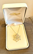 18  Sterling Silver Snowflake Pendant Necklace Genuine Diamond 1/18 CT. TW