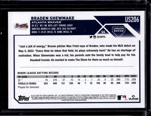 2023 Topps Update #US206 Braden Shewmake Jack O'Lantern - Bild 2 von 2