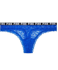 Victoria's Secret PINK Leopard Lace Thong Panty Blue Blaze