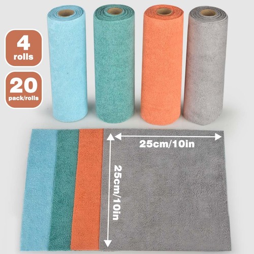 4 Roll Microfiber Cleaning Cloth 80 Pack Reusable Microfiber Towels for House... - Picture 3 of 7