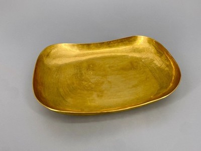 * MESSING HAMMERSCHLAG SCHALE TABLETT GOLD VINTAGE