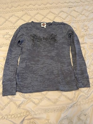 Harley Davidson Natchez Trace Grey Long Sleeve Shirt Women s Size Medium