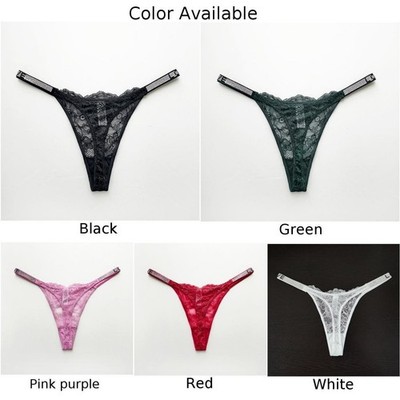 Damen Spitzen Unterwäsche G String T Back Tanga mit Glitzer und Gürtel Detail